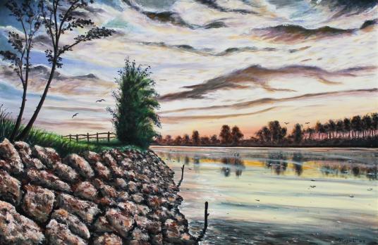 Il grande fiume Po, 2005, olio su tela 120 x 80 cm
