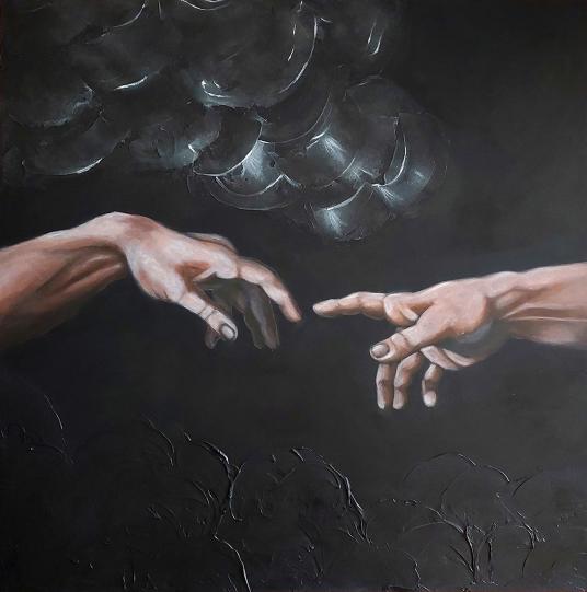 Universo, 2024, tecnica mista paste materiche e acrilici su tela 100 x 100 cm