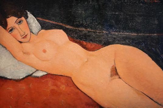 Nudo femminile disteso su cuscino bianco, 1917