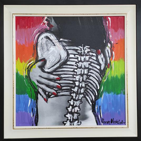 Abbracciarsi, 2023, tecnica mista 50x50 cm