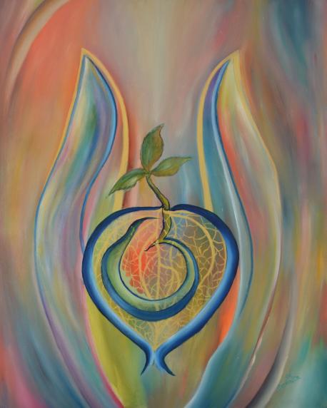 Accoglienza del cuore, 2025, tecnica mista 80x100 cm