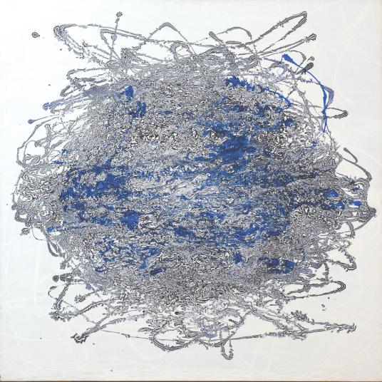 Armonia caotica, 2008, smalto su tela 100 x 100 cm