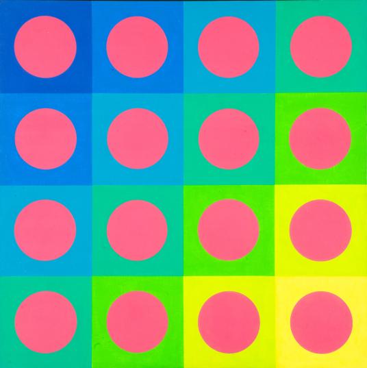 Contrasti simultanei, tecnica mista su tavola, 35x35 cm