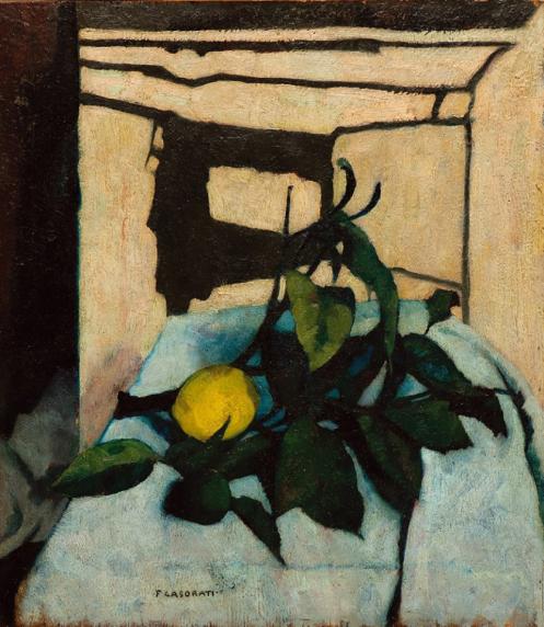 Natura morta con limone, 1937, olio su tela, cm 30x60