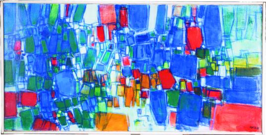 Composizione, 1989, olio su tela 120 x 60 cm