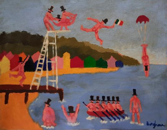 La gita al mare, dipinto su tela, cm 40x50