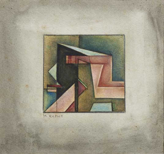 COMP.G.R.U. (1940-1942), tecnica mista su carta, 15.5 x 16.5 cm