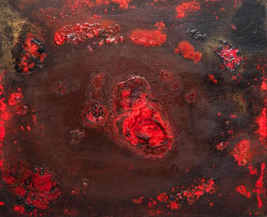 Red Monad N.2, 2024, acrilico su tela, tecnica mista 100x80 cm
