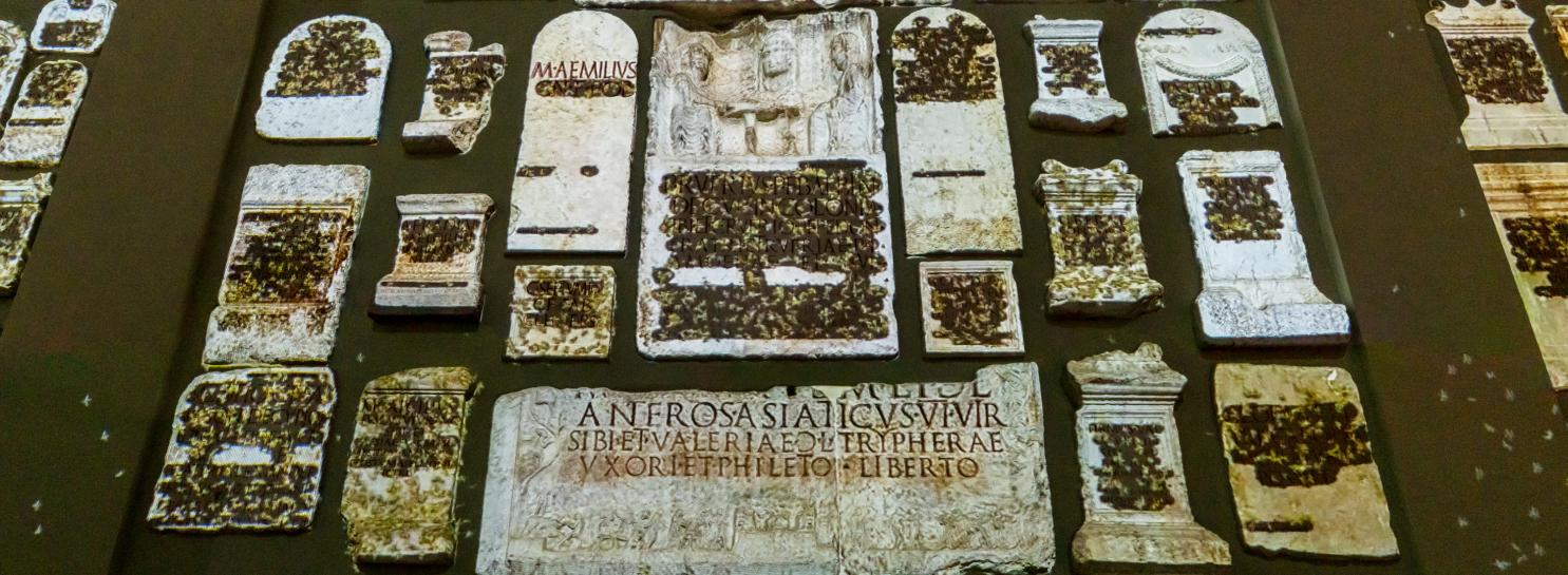Immagine dell'opera di Emilio Isgrò "Le Api di Virgilio" al Museo di Santa Giulia di Brescia