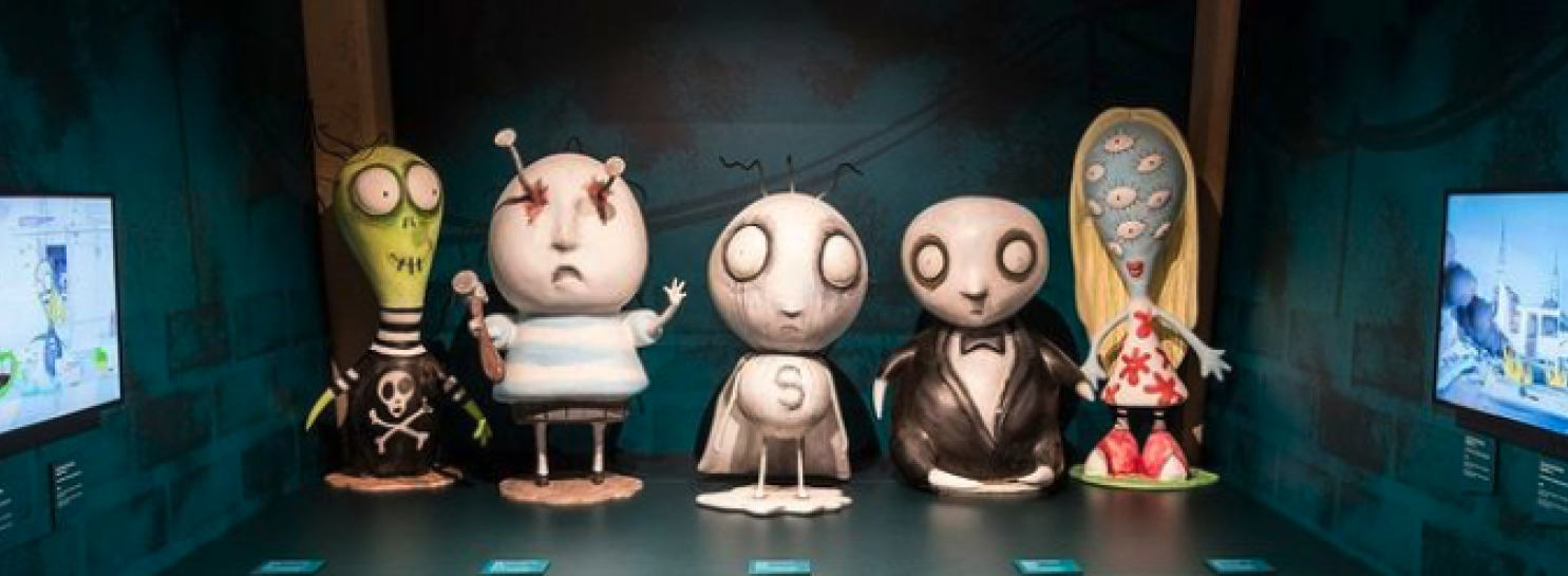 L'allestimento della mostra su Tim Burton a Torino, al museo del Cinema