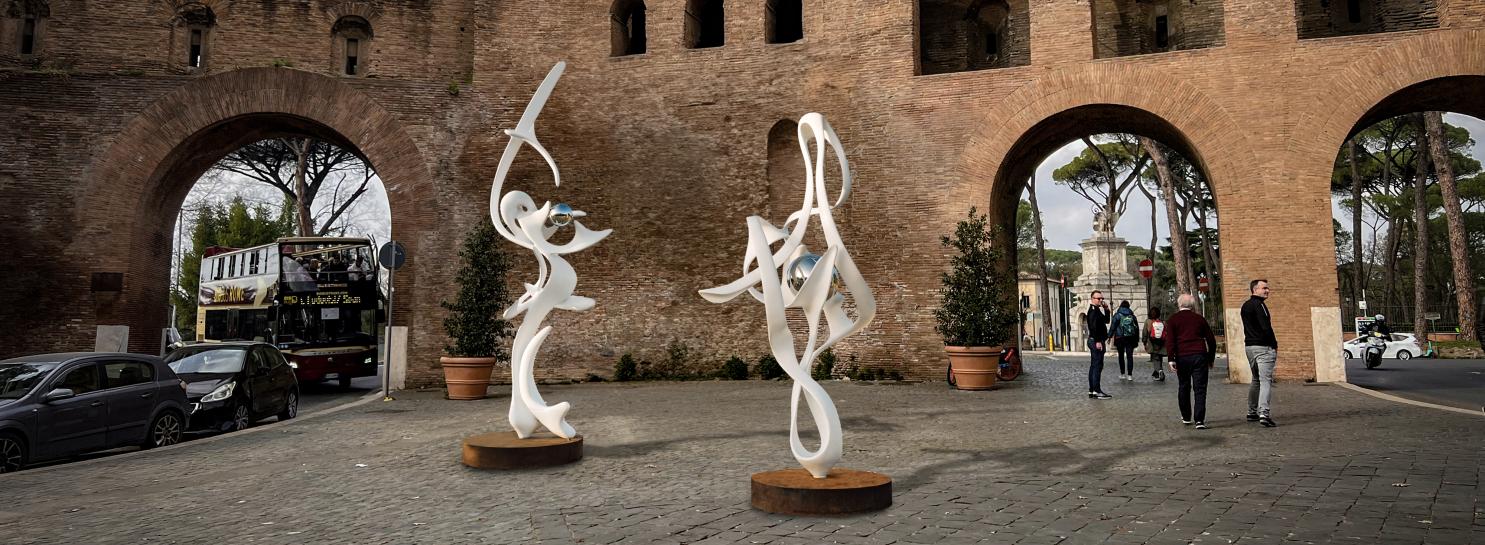 Le sculture di Gianfranco Meggiato a Porta Pinciana, Roma