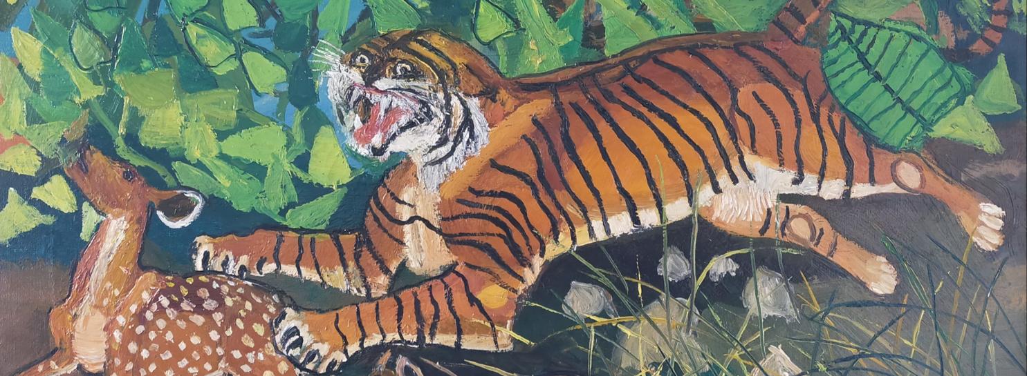 Antonio Ligabue - Tigre con cerbiatti
