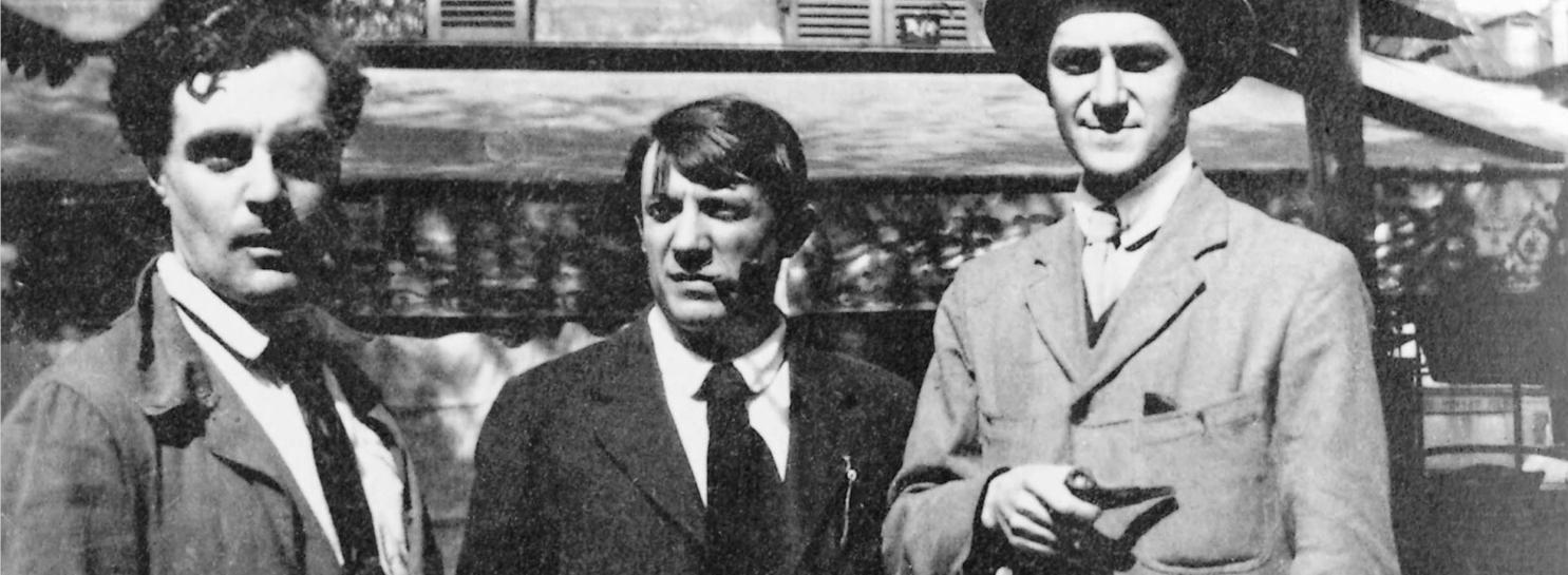 Modigliani, Picasso and André Salmon davanti al Café de la Rotonde, Parigi, 1916.