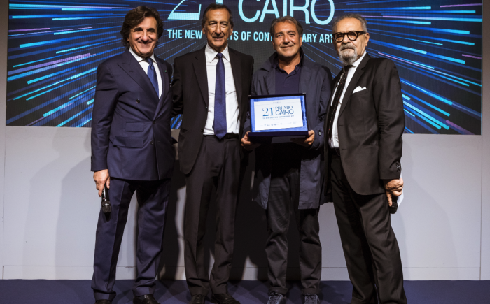 Il Presidente Cairo, il Sindaco Sala, il Gallerista della vincitrice Giulia Cenci, Alleruzzo e il Direttore di Arte Bonuomo