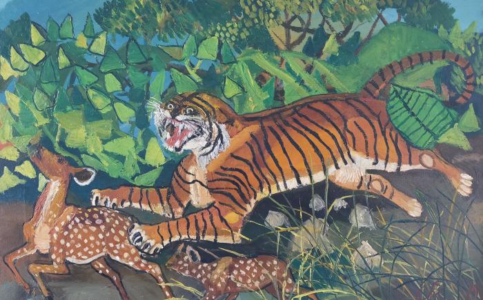 Antonio Ligabue - Tigre con cerbiatti