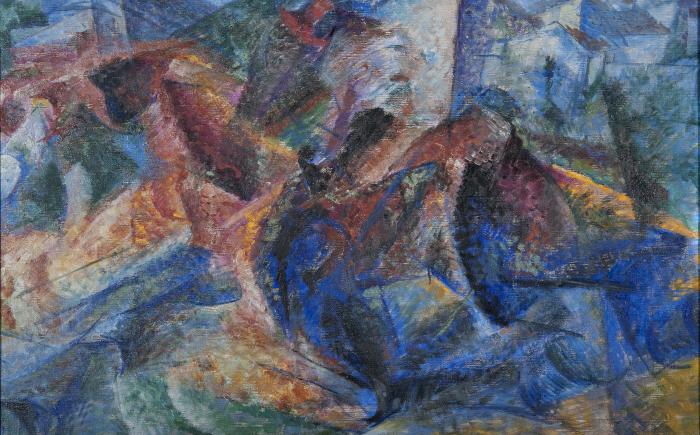 Umberto Boccioni, Cavallo+cavaliere+caseggiato, 1913