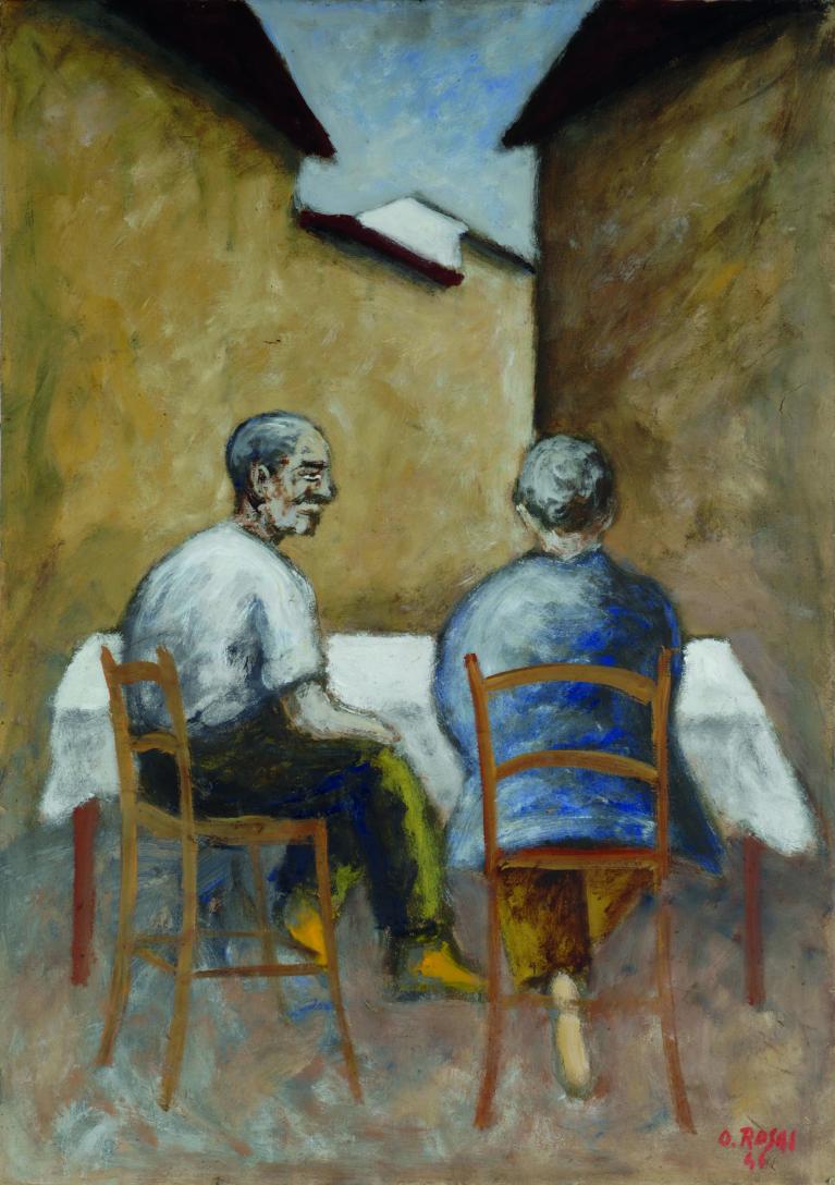 Figure al caffè, 1946, olio su cartone, 69,7x98,8 cm