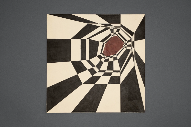 STUDIO PITTURA 126B, 1954, COLLAGE ON PAPER, INDIAN INK ON CARDBOARD, 31,8-31,8 CM
