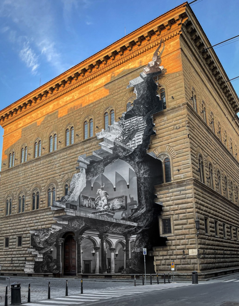 "La Ferita", opera di Jr a Palazzo Strozzi, Firenze