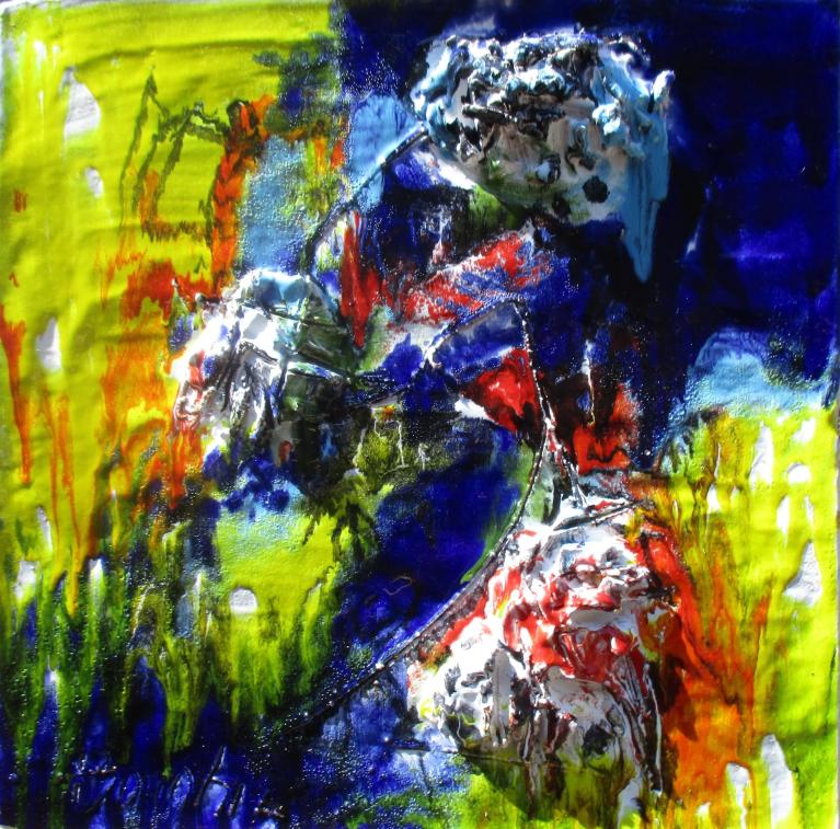 Le luci ed io sono solo, 2023, pannello in ceramica San Giorgio, Albisola, cm 50x50
