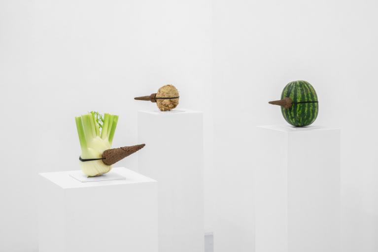 Installazioni in galleria della serie "Bugie", Renata Fabbri, Milano