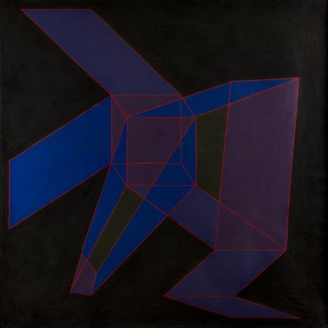 Omaggio all’architetto Latour, 1974 tecnica mista su tela, 120x120 cm