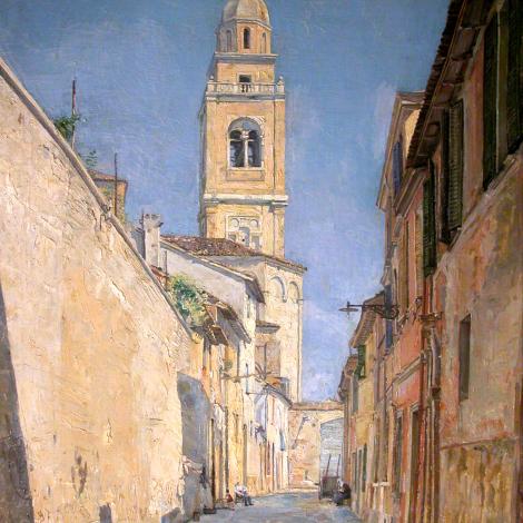 Campanile di San Patergnano, 1930, olio su tela, 122x82 cm
