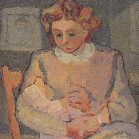 Bambina con bambola, opera dell'artista italiano Aldo Tavella, 1961