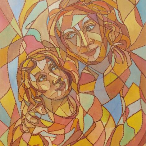 Maternità, 2004, olio su faesite, 40 x 50 cm