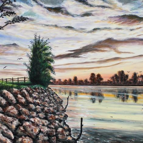 Il grande fiume Po, 2005, olio su tela 120 x 80 cm