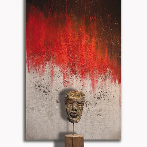 Volcano, 2014, pietra lavica e acrilico 38 x 138 cm