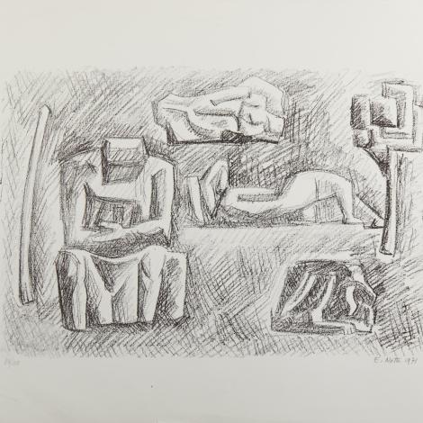Senza titolo, 1971, Incisione all'acquatinta, stampata in verde, con taglio, 50x70cm