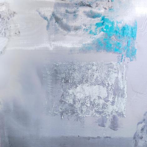(ἀρχή) Archè, 2023, tela, acciaio, pigmenti, olio + acrilico, grafite 150 x 156 cm