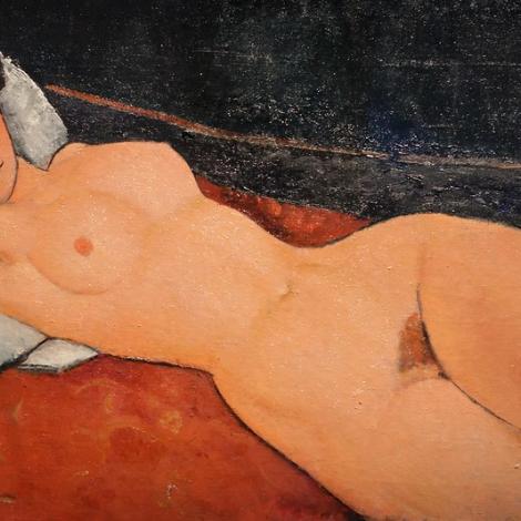 Nudo femminile disteso su cuscino bianco, 1917