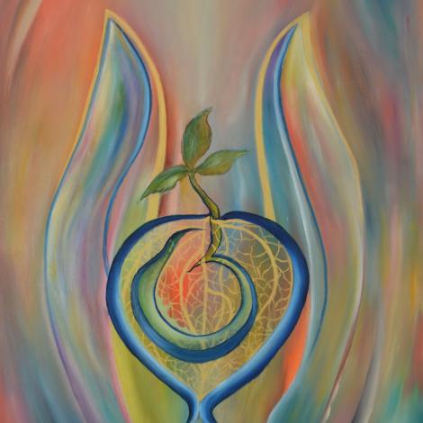 Accoglienza del cuore, 2025, tecnica mista 80x100 cm