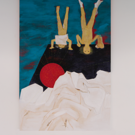 At sunny rise, 2022, pigmenti minerali, gommalacca e cera d’api su legno, cm 180x11