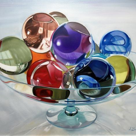 Biglie, 2023, olio su tela 60x50 cm