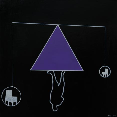 Chair/man - equality #27, 2025, acrilico su tela  50 X 50 cm