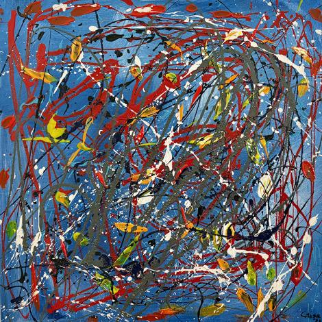 Dancing colors 3.0: COLUBRIS , 2021, acrilico ad acqua e solvente su tela 50x50 cm