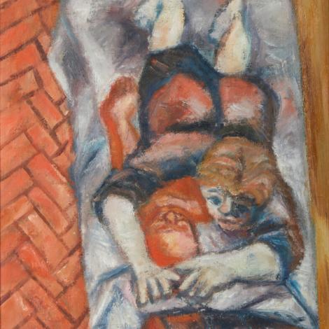 Donna con bambino, 1960, olio su tela, 59,5x50cm