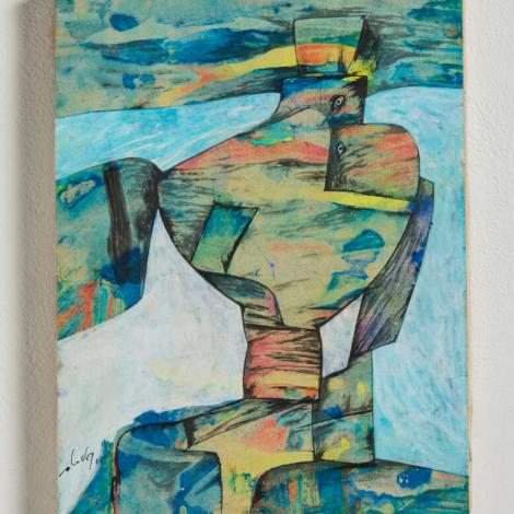 Personaggio, 1980, tempera su carta intelata, 24,5x18cm