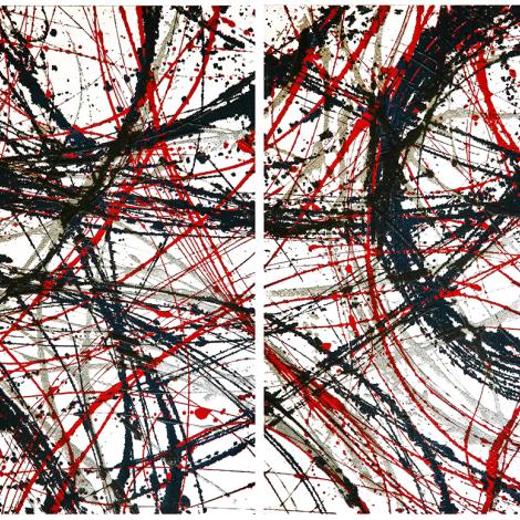 Tetrattico, 1997, vernici, sabbia, vetro su faesite 160 x 90 x 4 cm