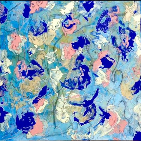 Manipolazioni, trittico, 2021, acrilico su pannello legnoso 150x 50 cm ( 50x50 cadauno)