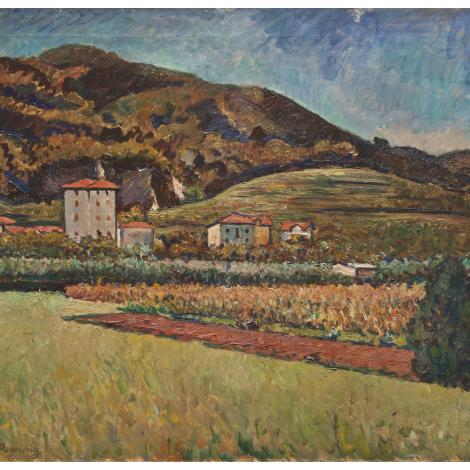 Paesaggio meriggio, 1928, olio su tela, cm 75x90