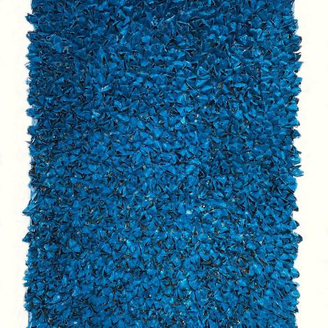 Pavone, 2023, tecnica mista su tela 60x100 cm in teca di plexiglas 72x112 cm