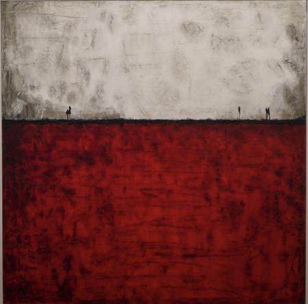 Verso la...,2024, tecnica mista su tela 100 x 100 cm