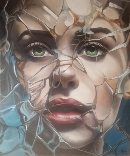 Kintsugi, 2025, acrilico su tela 100x120 cm