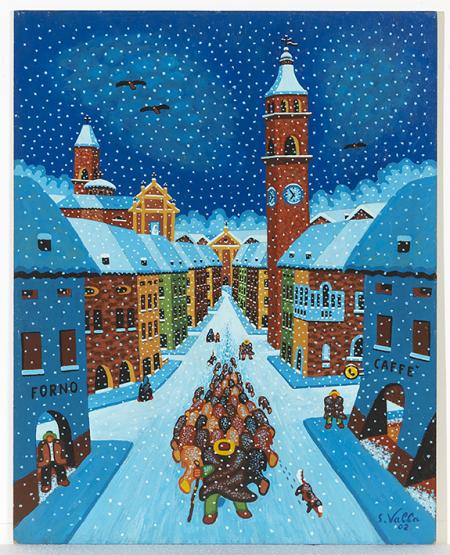 RICORDO DI UNA NEVICATA, 2002, acrilico su faesite, 40x50 cm
