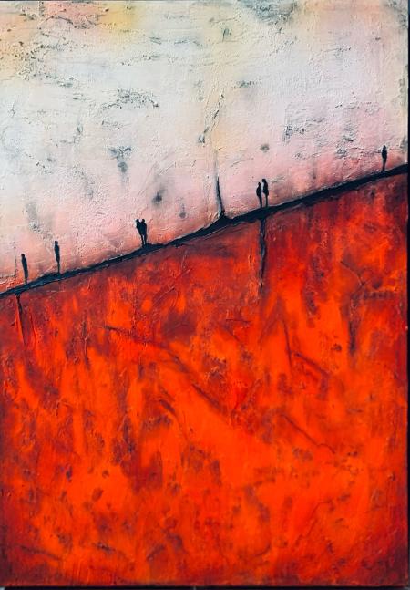 Sloping souls, 2024, tecnica mista su tela 50 x 70 cm