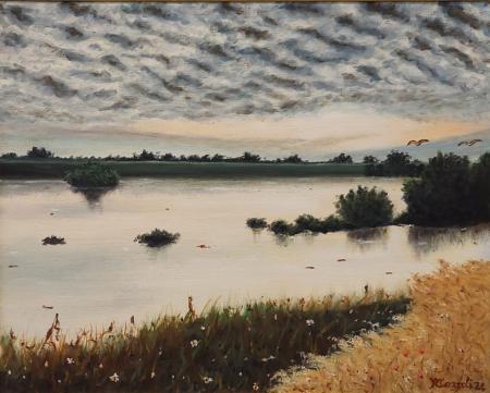La piena del Secchia, 2024, olio su tela 50 x 40 cm